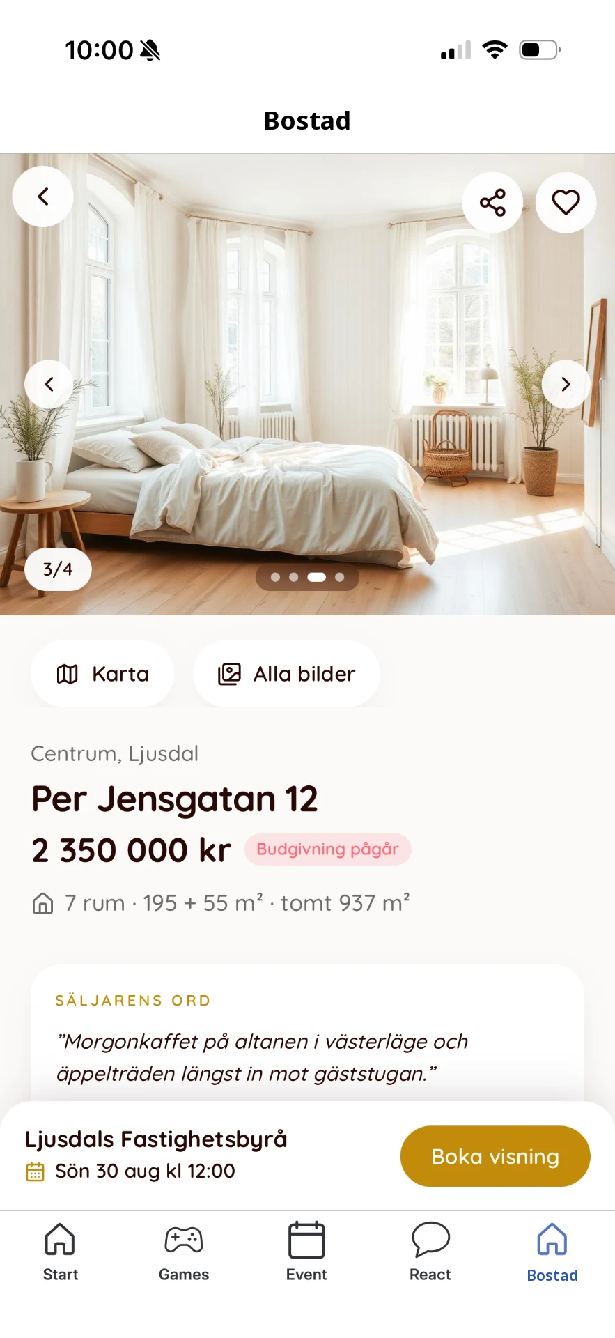 Detaljer om bostaden